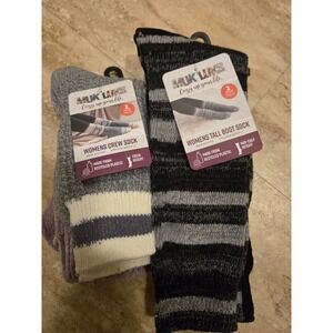 Muk Luks Womens Socks 4 Pair Bundle Crew and Tall Boot Socks
